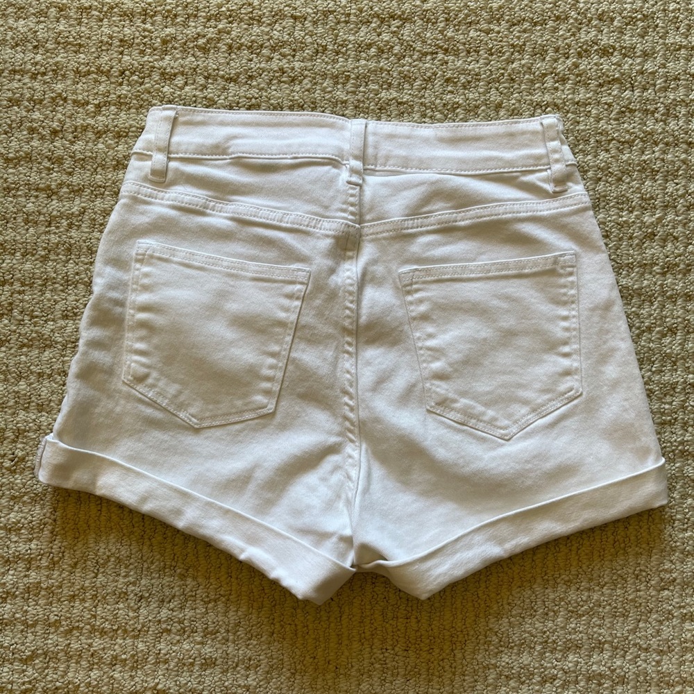 H&M White denim high waisted shorts